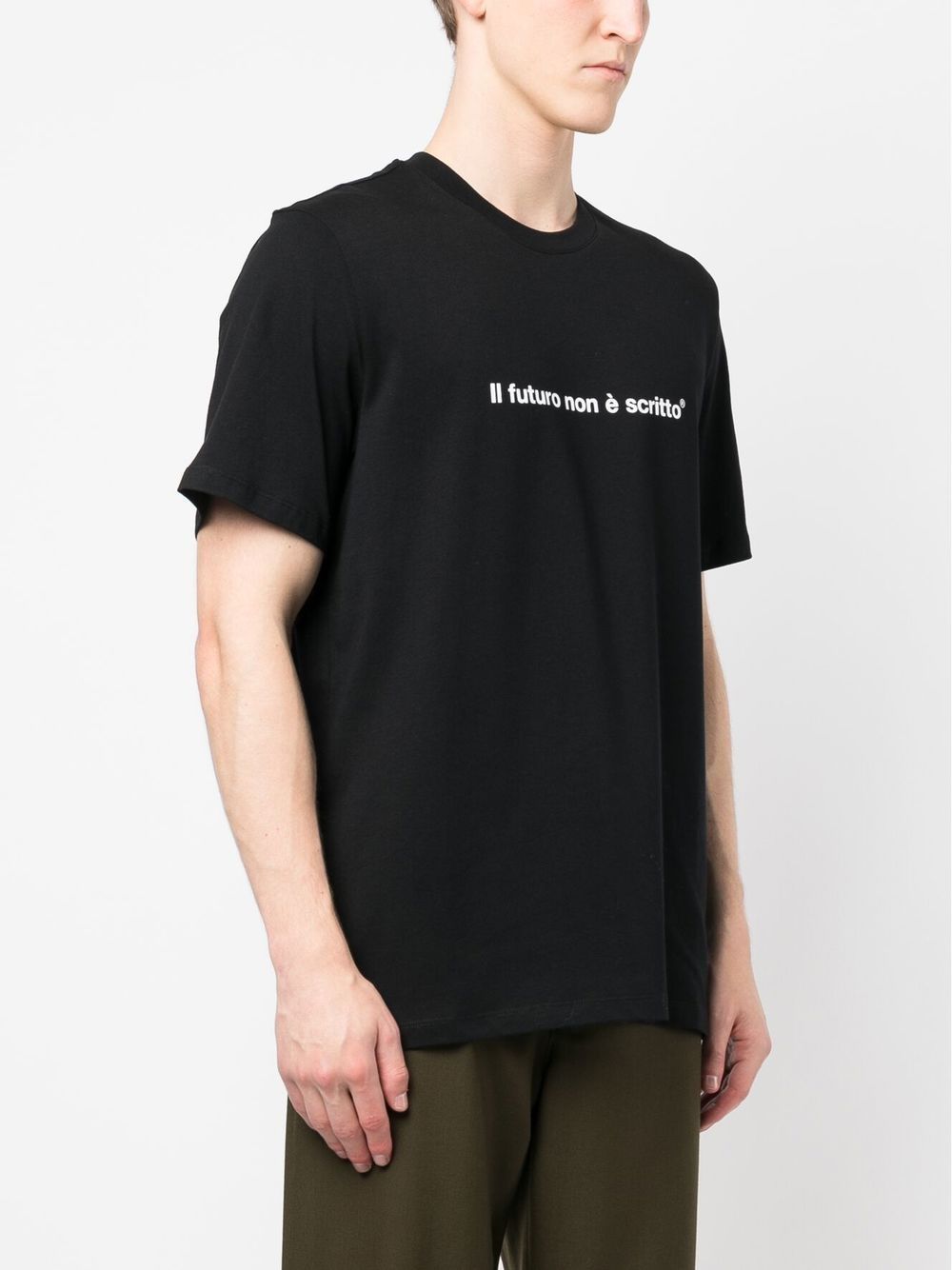 Shop Msgm Slogan-print Cotton T-shirt In 黑色