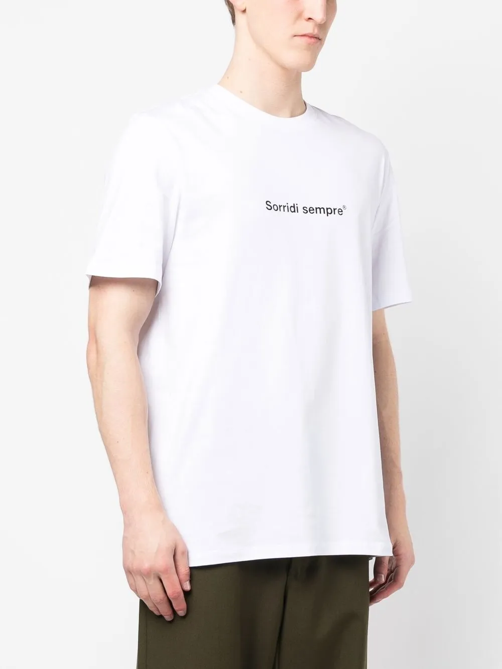 Shop Msgm Slogan-print Cotton T-shirt In White