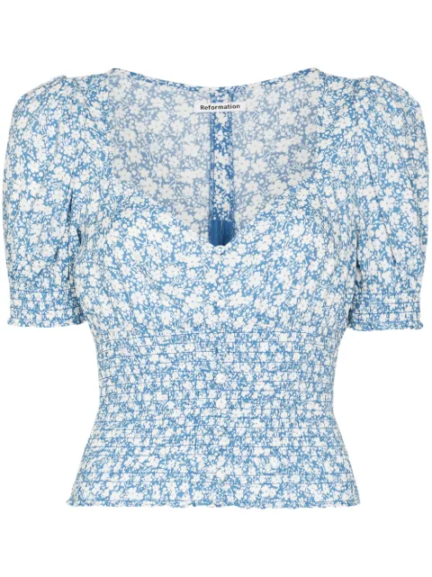 Reformation REF CASHEW SWTHRT NK SS BD SMOCK BODY FL