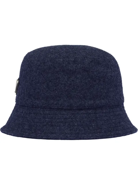 Prada logo plaque wool bucket hat