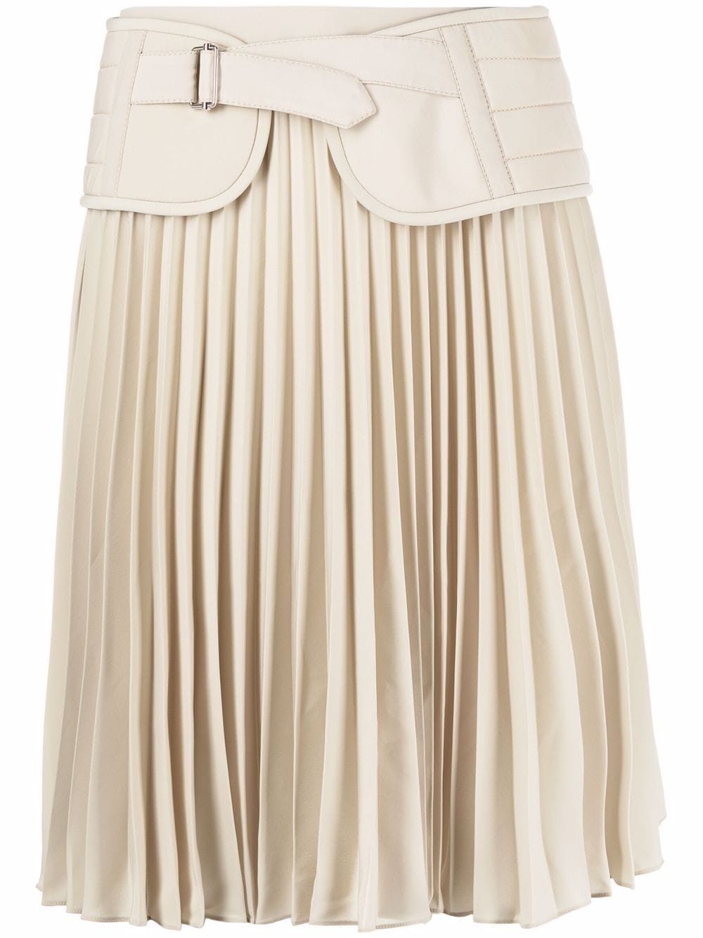 hybrid pleated mid-length skirt