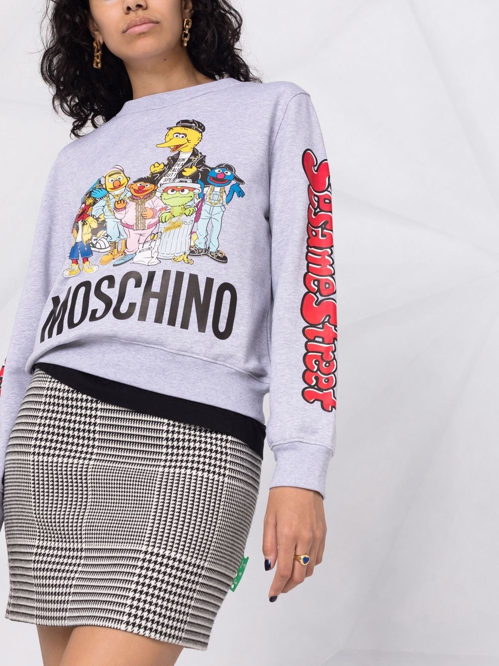 Shop Moschino Sesame Street© Logo-print Sweatshirt In Grey