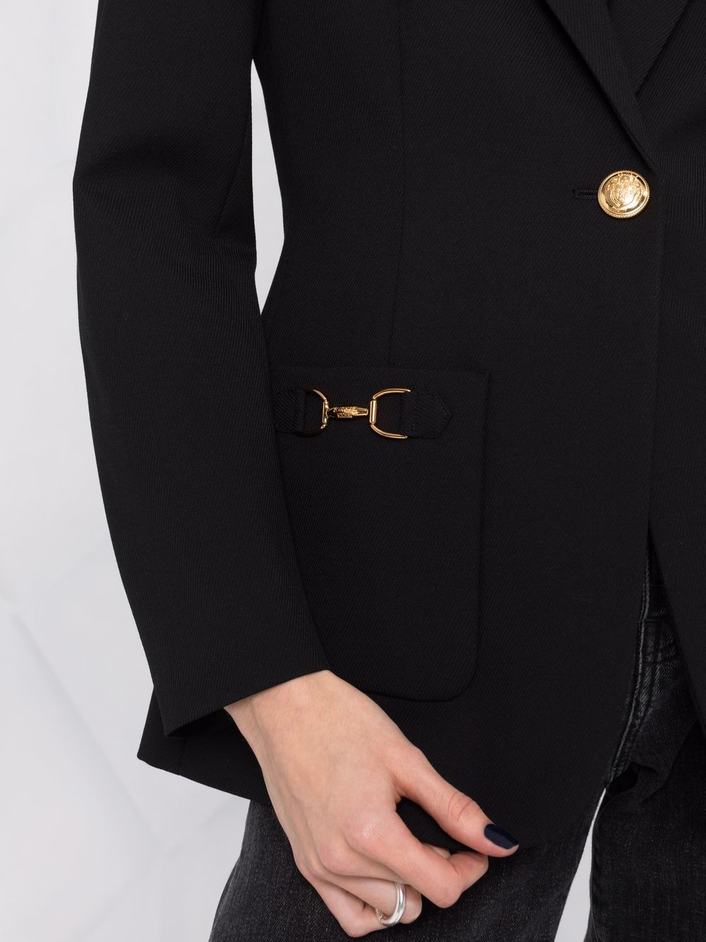 Shop Boutique Moschino Horsebit-detail Single-breasted Blazer In Black