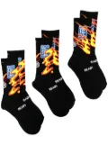 Readymade Flame-print socks set - Black