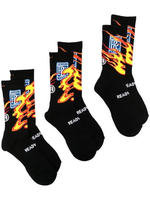 Readymade Flame-print socks set