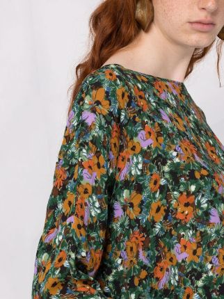 floral three-quarter sleeve blouse展示图