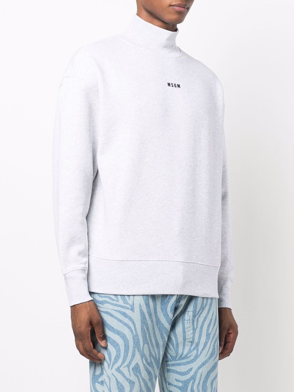 Shop Msgm Logo-print Mock-neck Sweatshirt In Grey