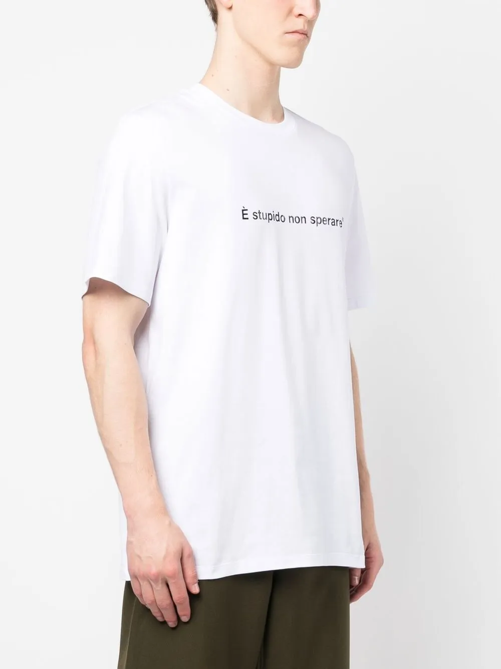 Shop Msgm Slogan-print Cotton T-shirt In 白色