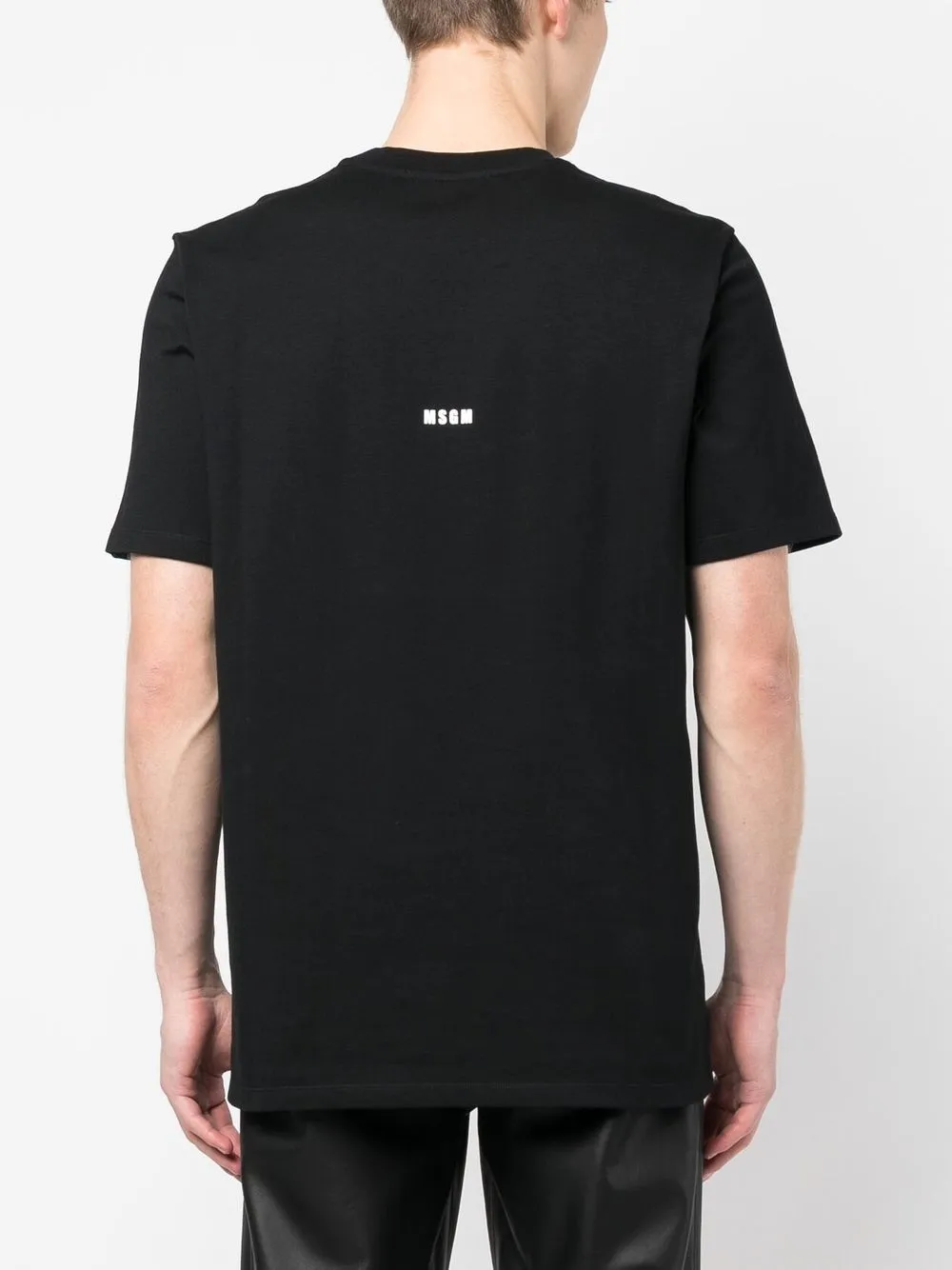 Msgm Slogan-print Cotton T-shirt In 黑色