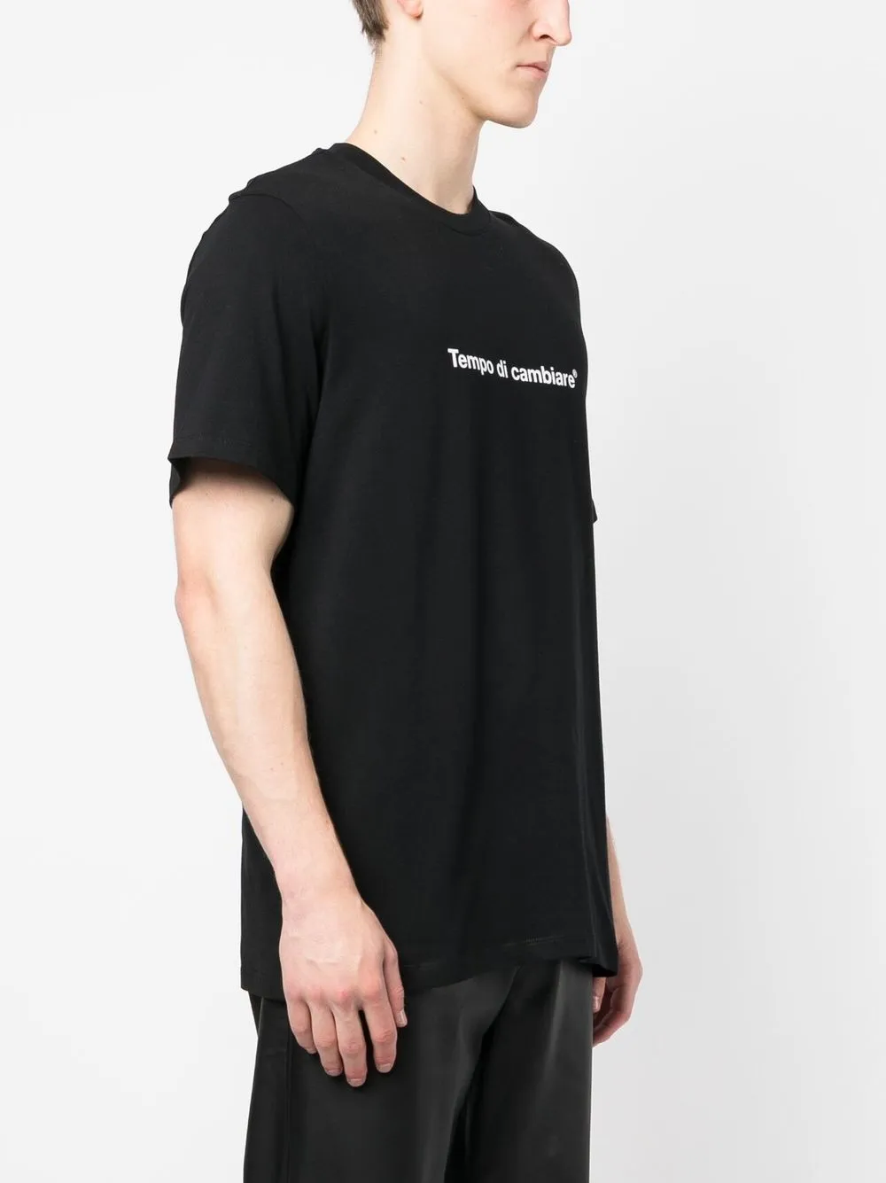 Msgm Slogan-print Cotton T-shirt In 黑色