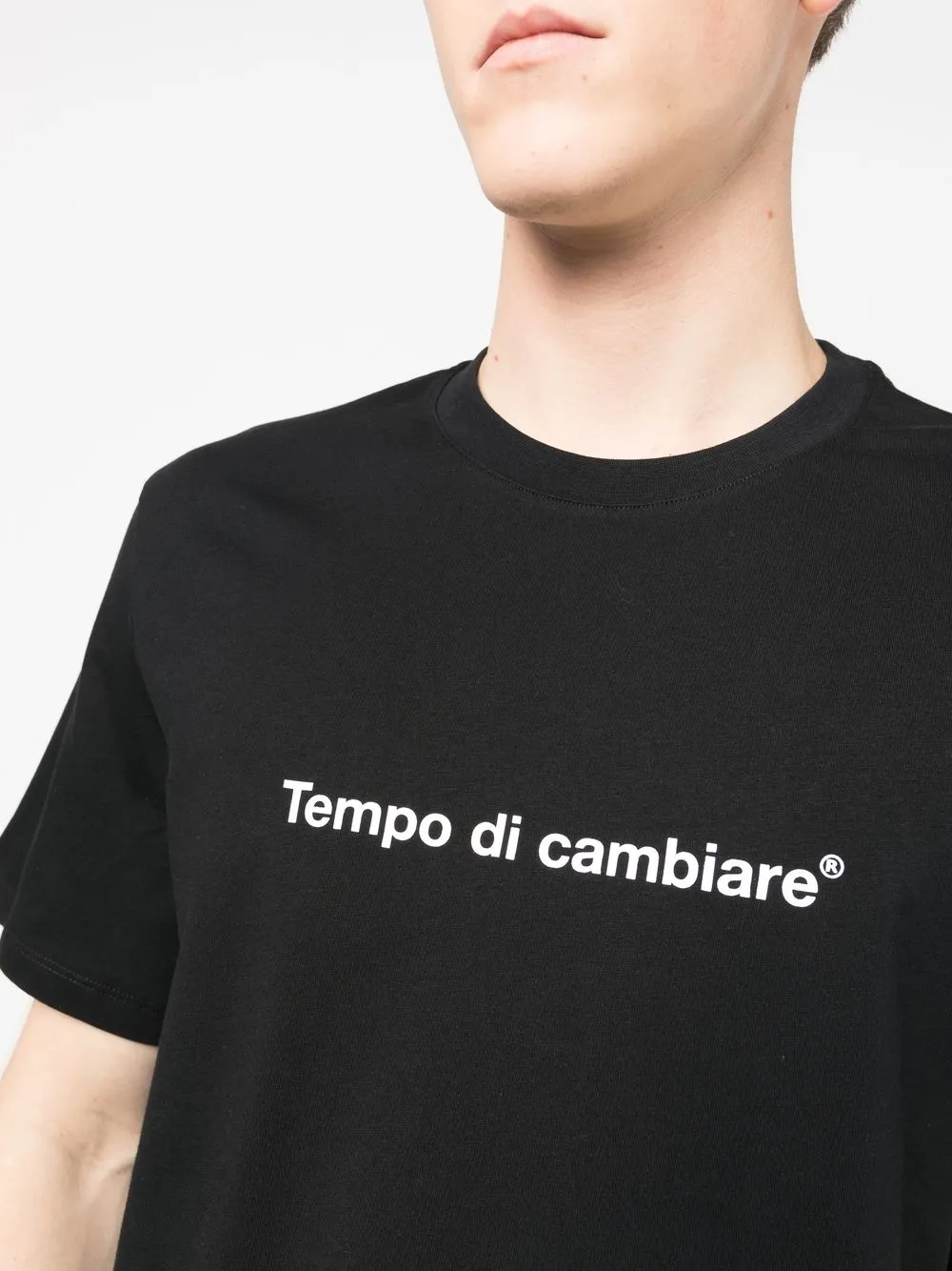 Msgm Slogan-print Cotton T-shirt In 黑色