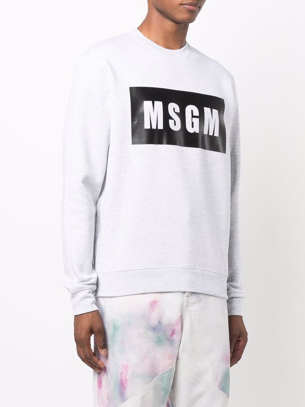 Shop Msgm Logo-print Cotton Sweatshirt In Grey