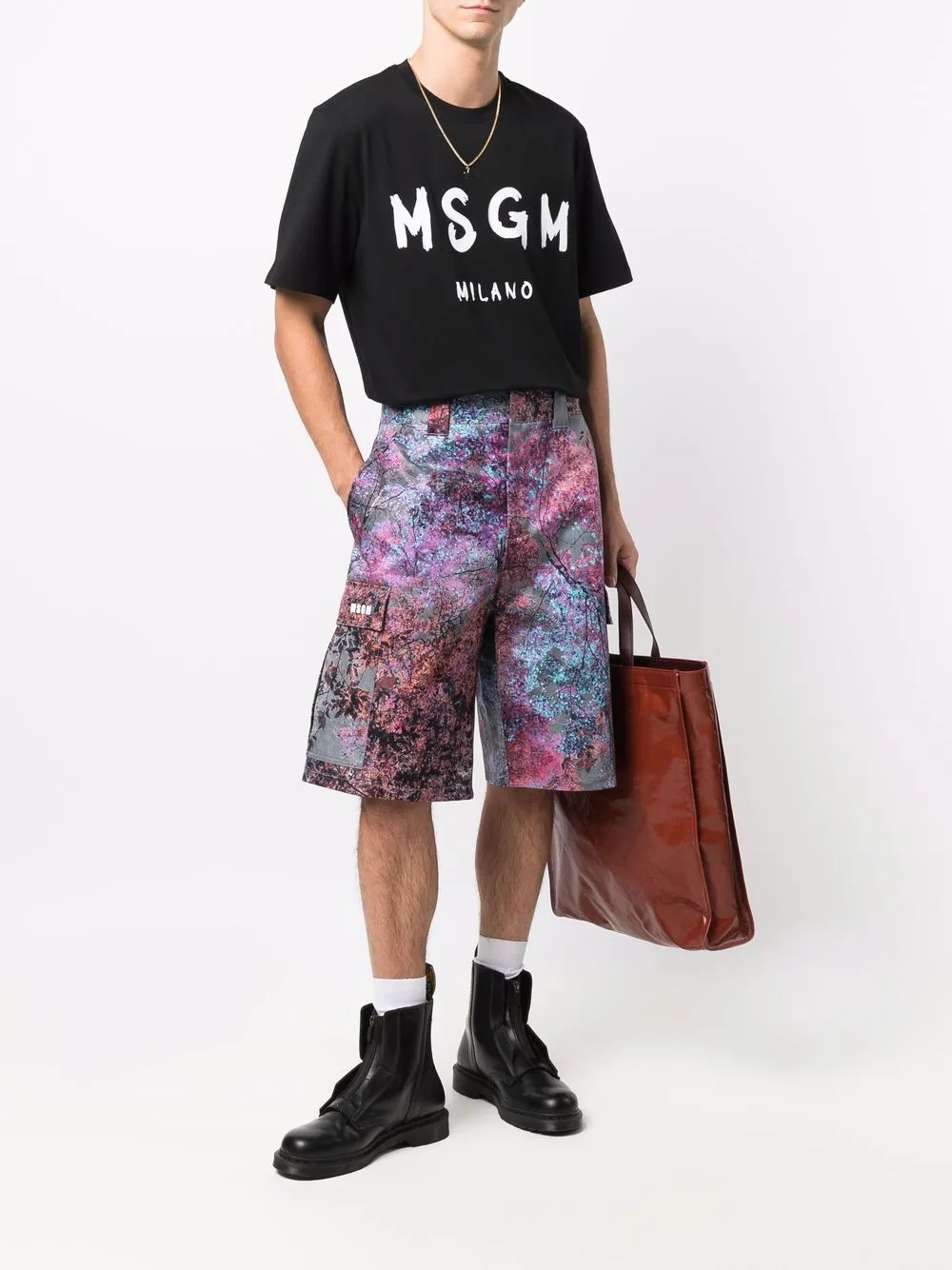 Shop Msgm Logo-print Cotton T-shirt In Black