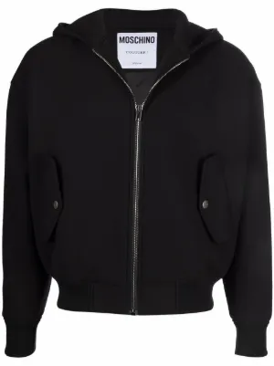 Moschino logo-print zip-up Hoodie | Black | FARFETCH