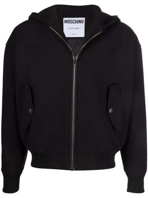 Moschino logo-appliqué zipped hoodie