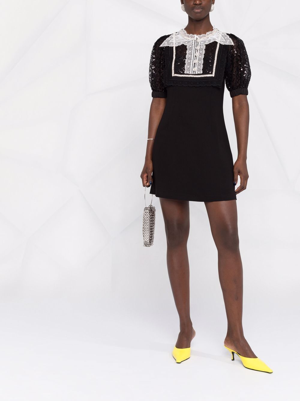 Self-Portrait sequin-embellished Collared Mini Dress - Farfetch