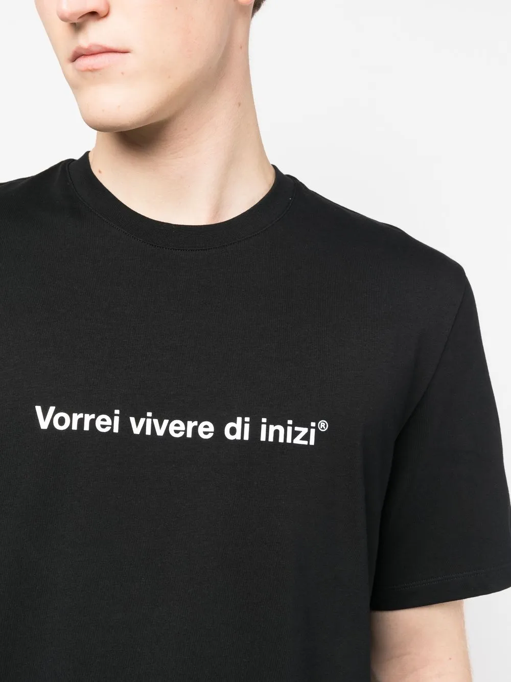Msgm Slogan-print Cotton T-shirt In Black