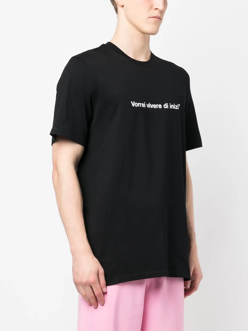 Msgm Slogan-print Cotton T-shirt In Black