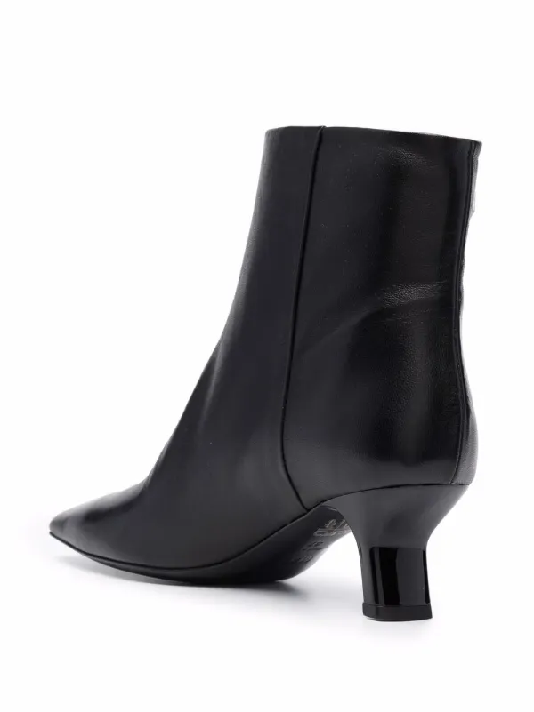 black leather kitten heel booties