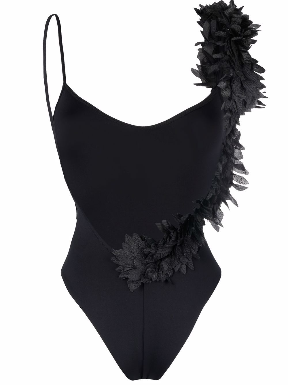 la reveche floral-appliqué swimsuit - black
