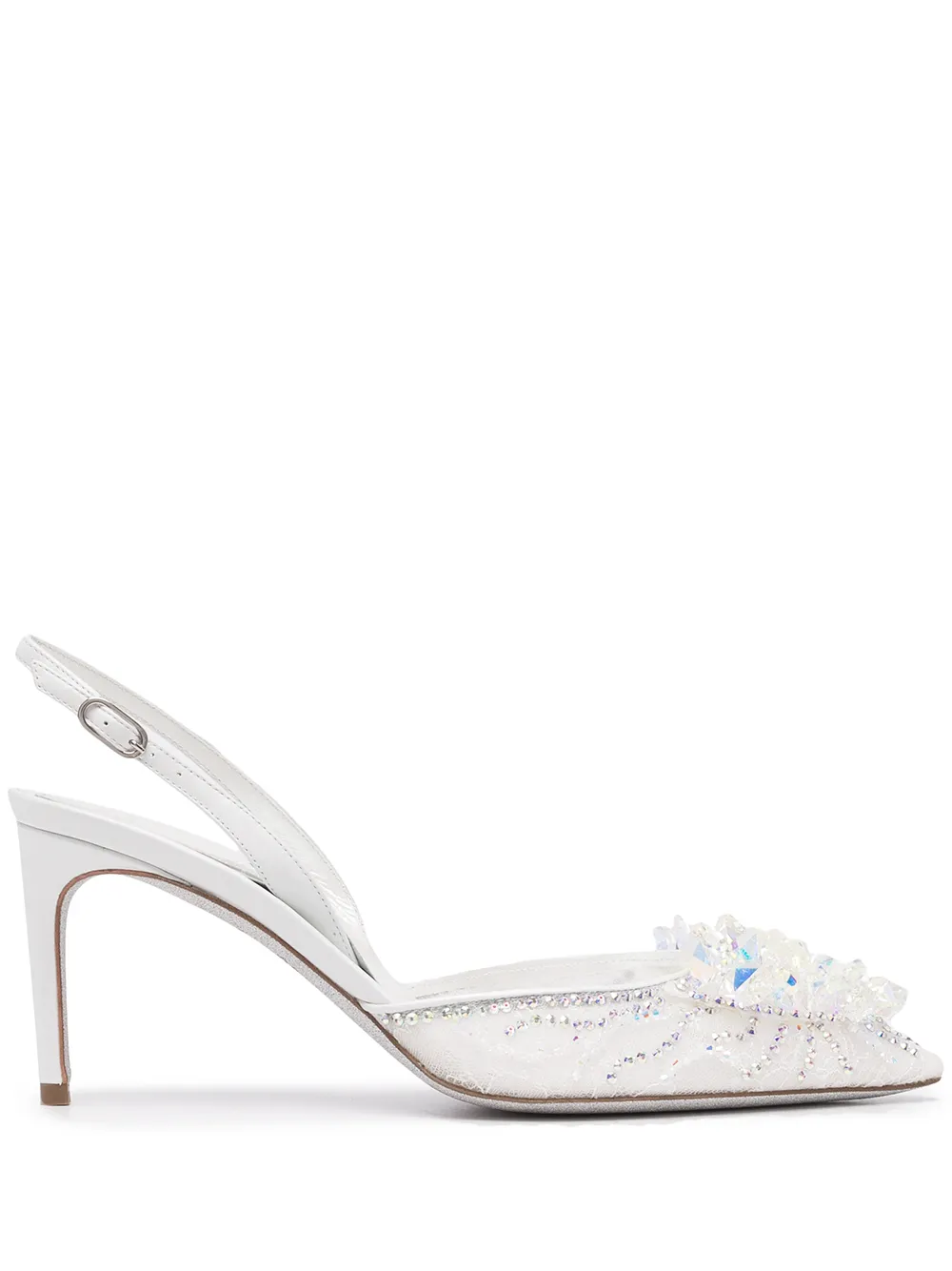 

René Caovilla crystal-embellished slingback pumps - White