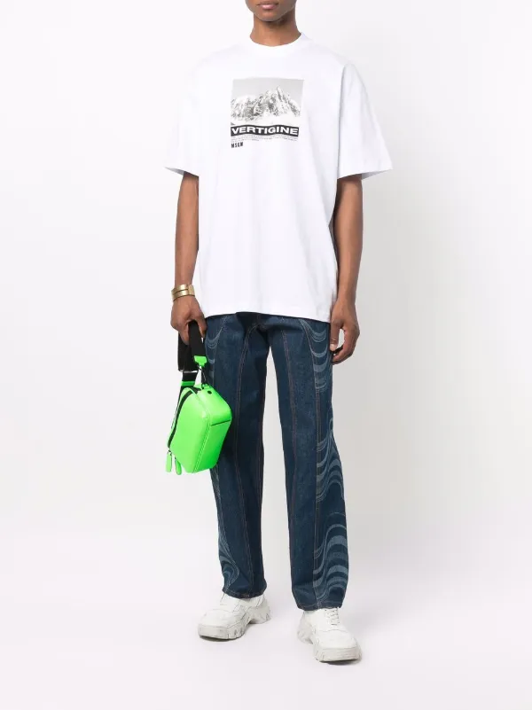 MSGM white graphic-print short-sleeved 