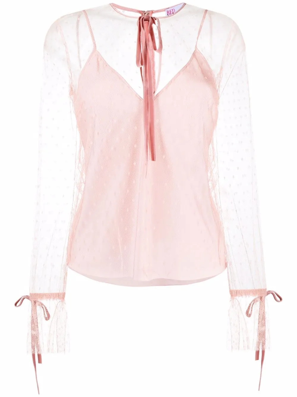 Red pussy bow blouse