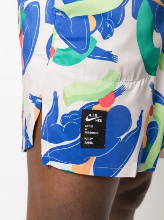 abstract-print drawstring-waist running shorts展示图