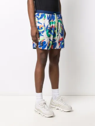 abstract-print drawstring-waist running shorts展示图