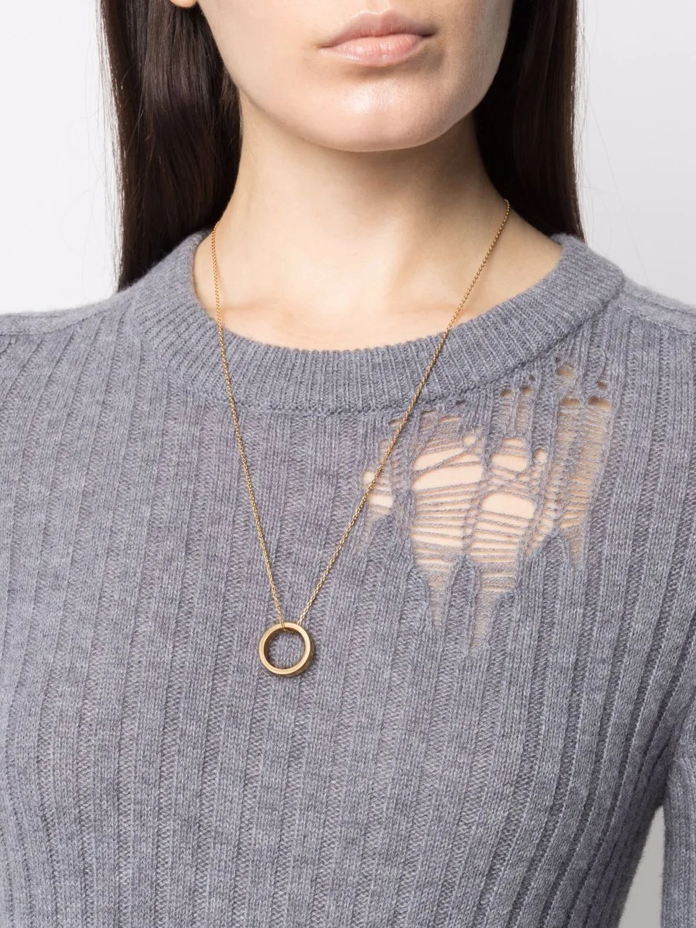 Shop Maison Margiela Ring-pendant Necklace In Gold