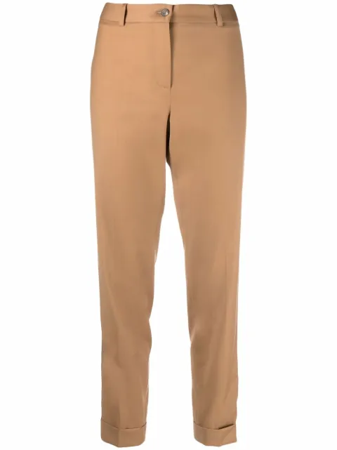 high-waisted slim fit trousers