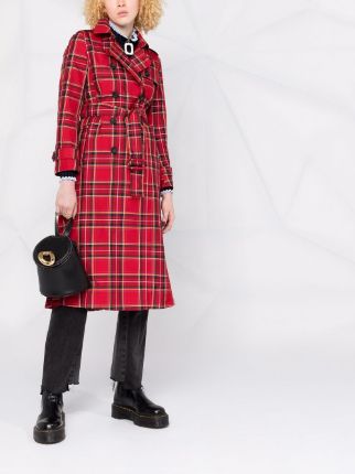 belted checked trench coat展示图