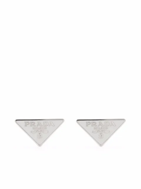prada triangle logo earrings