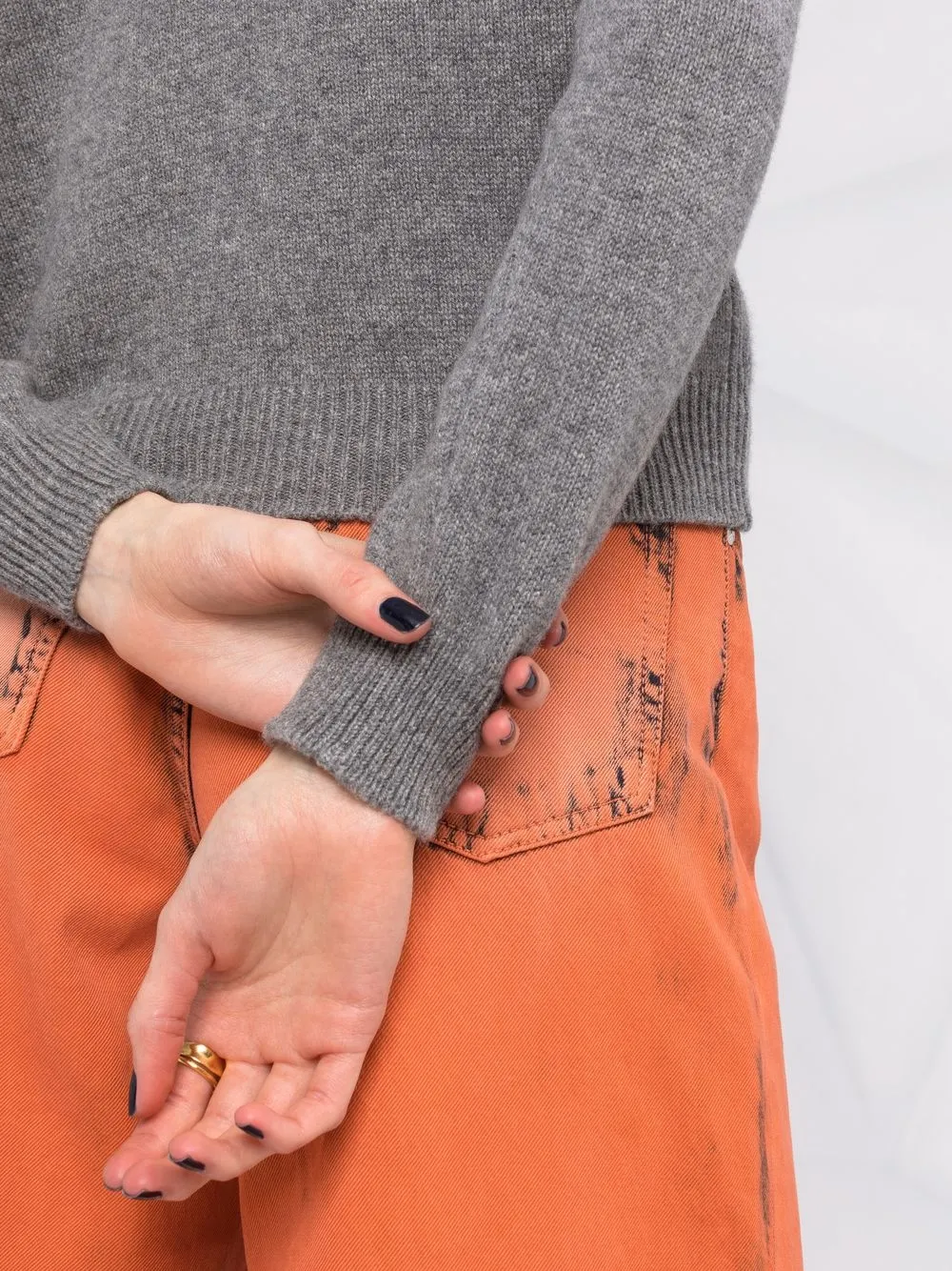  Alberta Ferretti Pullover Mit Intarsien Motiv   Grau 