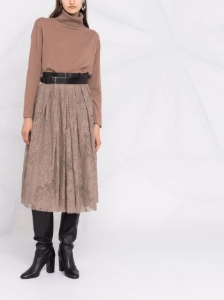 pleated lace midi skirt展示图