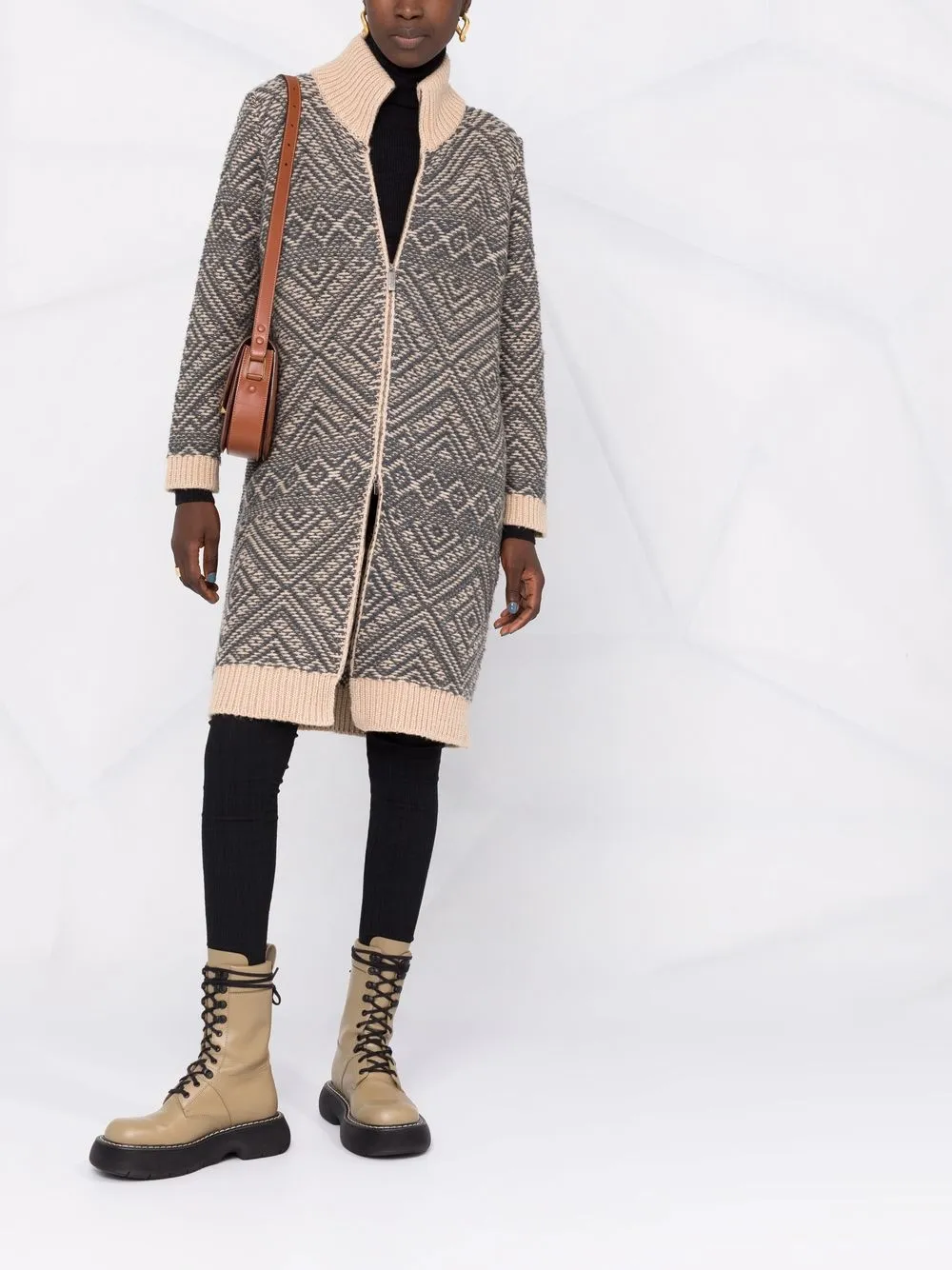 Fabiana Filippi Vestjas met patroon - Beige
