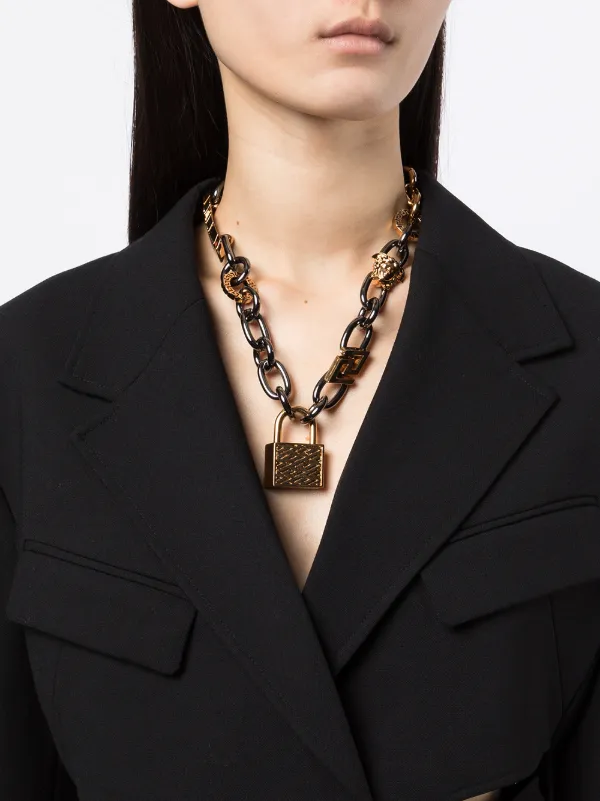Versace padlock-charm logo-chain 