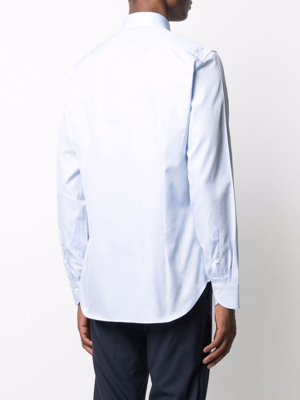 Shop Canali Two-tone Longsleeved Cotton Shirt In 蓝色