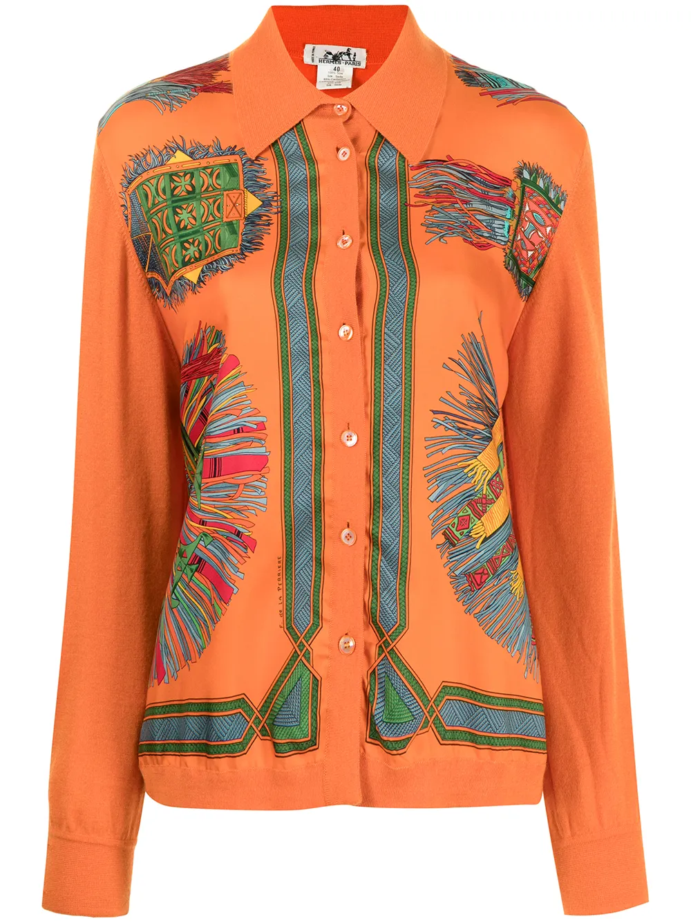 Pre-owned Hermes  Graphic-print Shirt In Orange