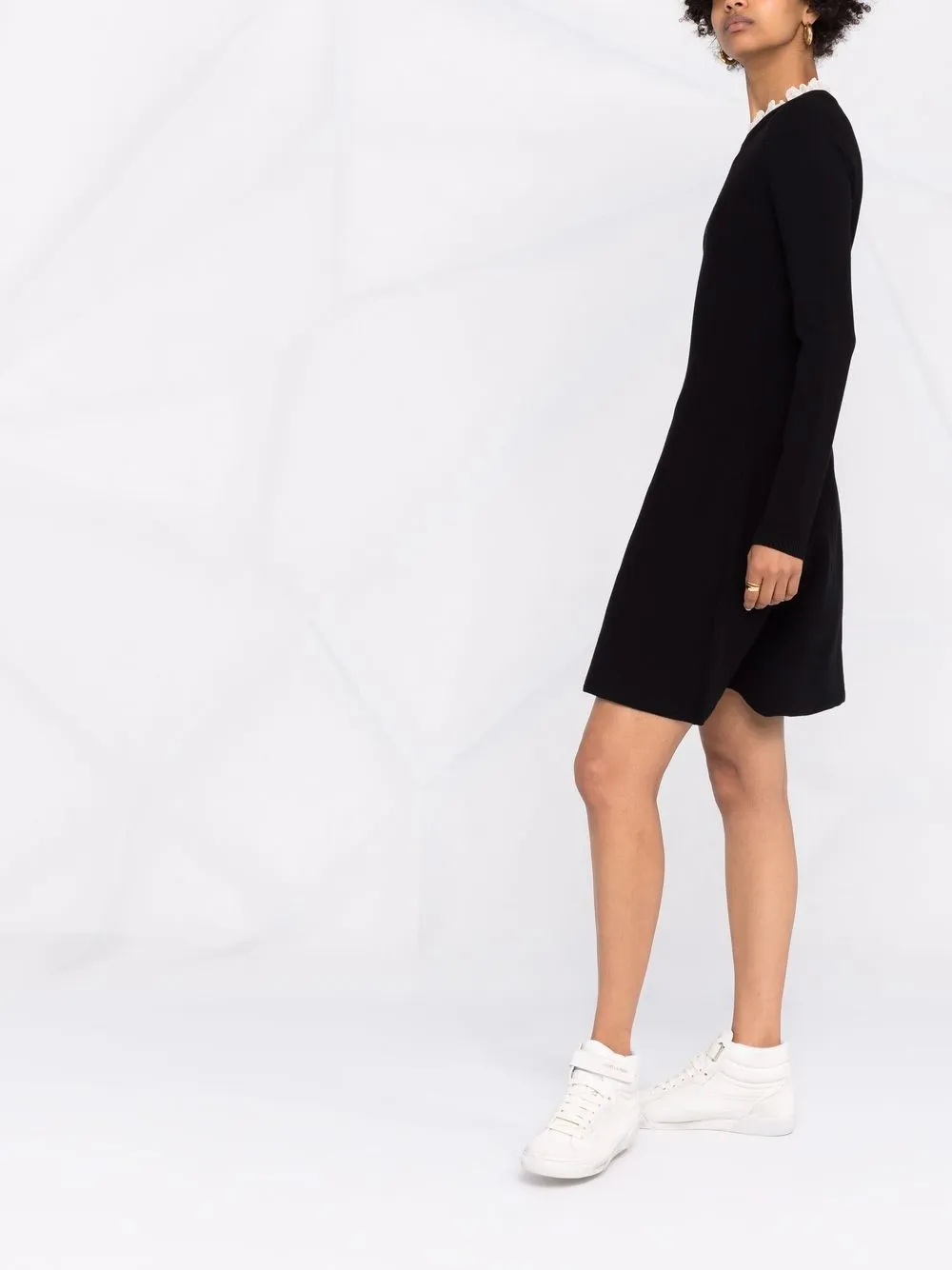 фото Red valentino трикотажное платье мини с кружевом
