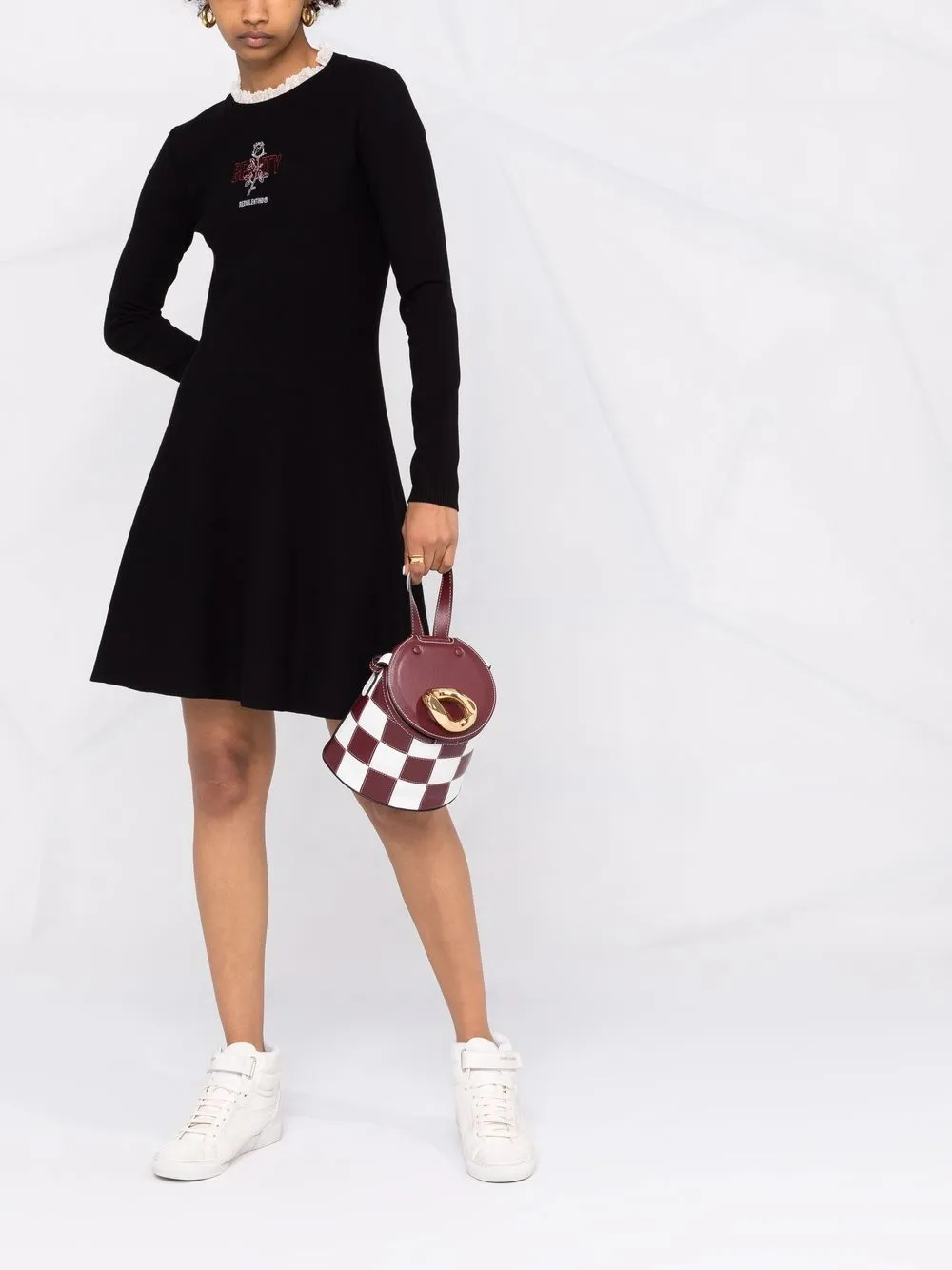 фото Red valentino трикотажное платье мини с кружевом