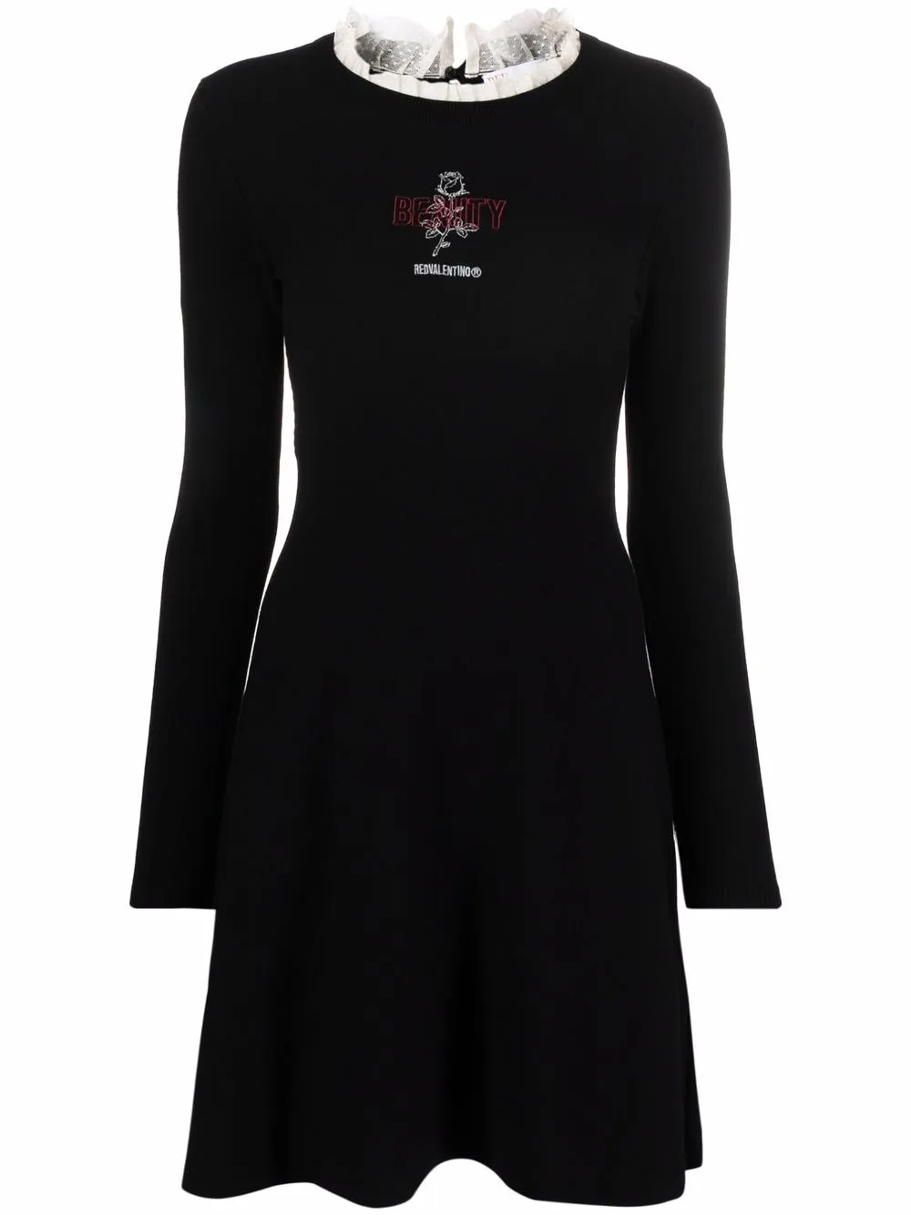 фото Red valentino трикотажное платье мини с кружевом