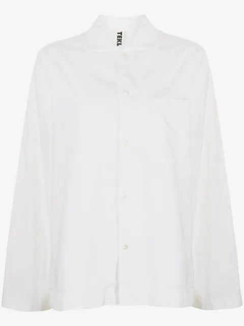 TEKLA poplin long-sleeve pajama shirt