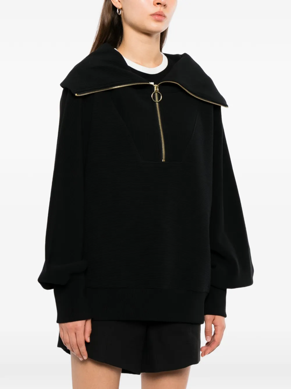  Varley Pull Nervuré à Col Oversize - Noir 