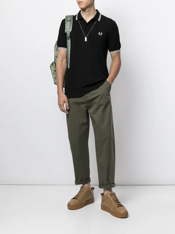 FRED PERRY TWIN TIPPED ポロシャツ Lサイズ Polo Fred Perry Masculina Piquet Regular Black Twin Tipped Branca