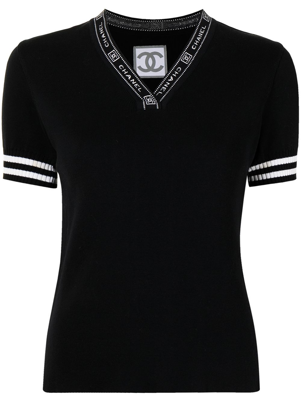 Pre-owned Chanel 2004 Sports Line Knitted Top In Black