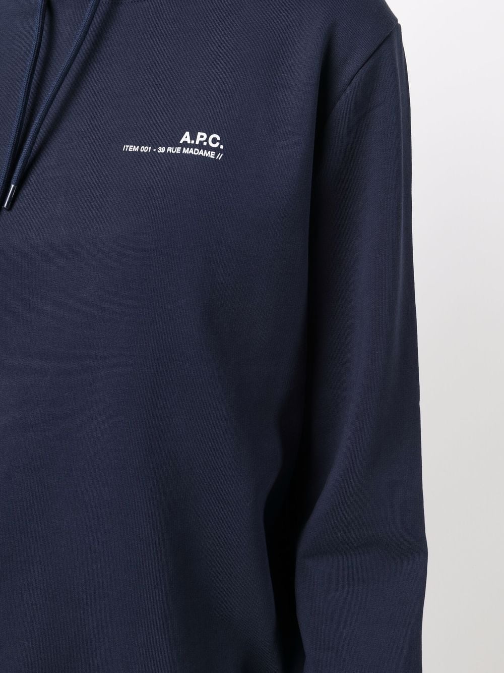 Shop Apc Logo-print Drawstring Hoodie In Blau