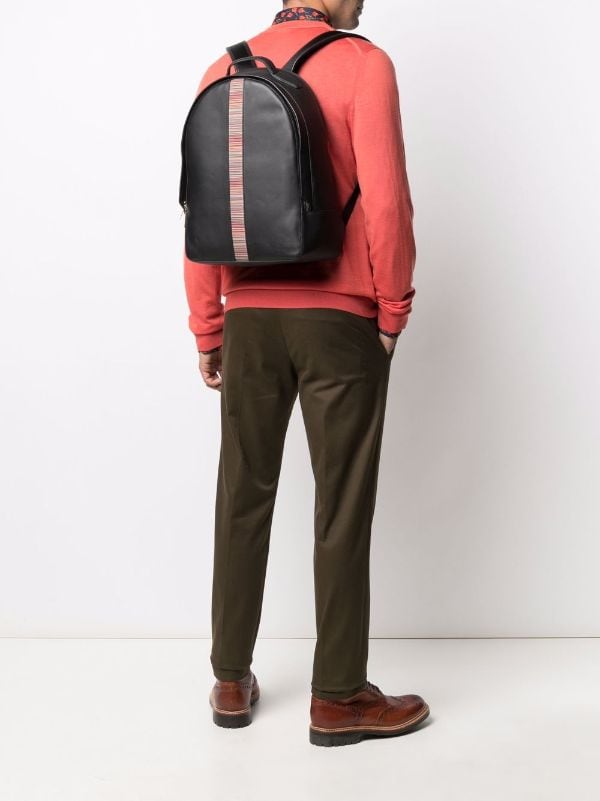 Paul Smith - Black Leather Signature Backpack