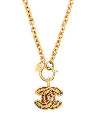 CHANEL Pre-Owned 1990s CC diamond-quilted Charm Necklace - Farfetch