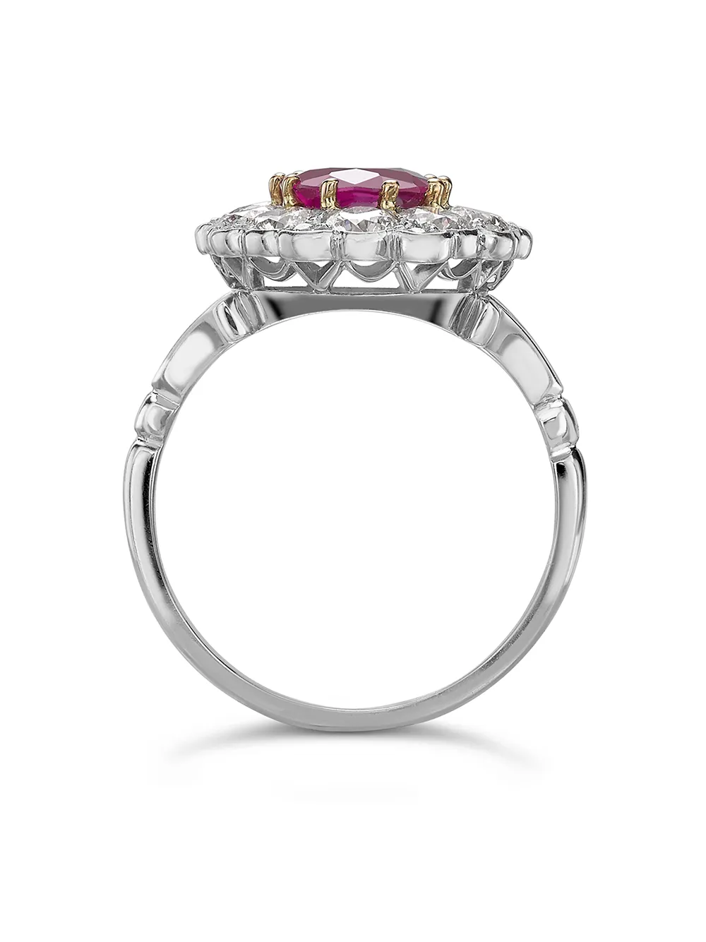 Image 2 of Pragnell Vintage platinum Contemporary Burmese pink sapphire and diamond ring